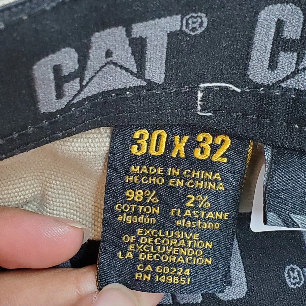 CAT Men Pants 30X32 Khaki Khakis Twill Work Pants Button 32